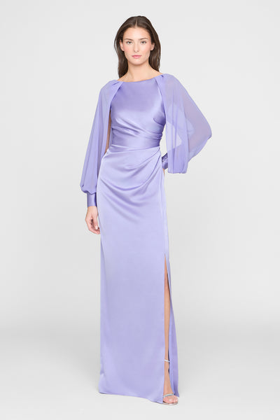 Theia Penelope Satin Column Gown- Periwinkle