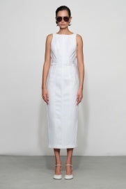 Et Ochs Farley Midi Denim Dress- Off White