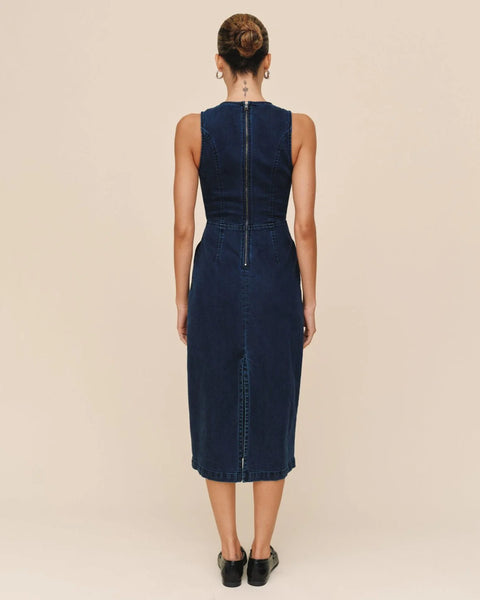 Bella Dahl Zip Back Denim Maxi Dress- Midnight Artic Wash