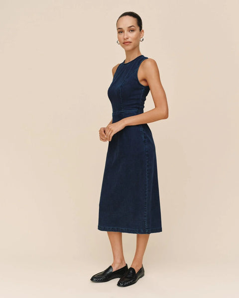 Bella Dahl Zip Back Denim Maxi Dress- Midnight Artic Wash
