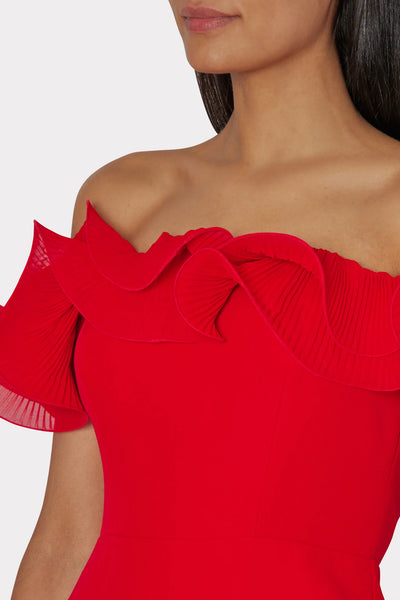 Milly Gizelle Ruffle Dress- Red