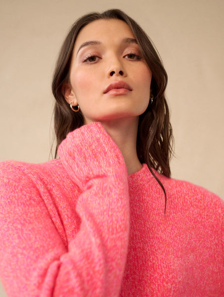 Cashmere Luxe Marl Crewneck-Pink Buds