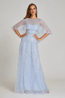 Teri Jon Beaded Mesh Caplet Gown