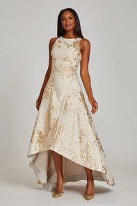 Teri Jon Cut Away Criss Cross Gown- Gold By Request Teri Jon Cut Away Criss Cross Gown- Gold By Request