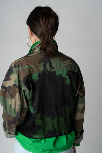 Crop Green/Blk Brocade Camo Jacket