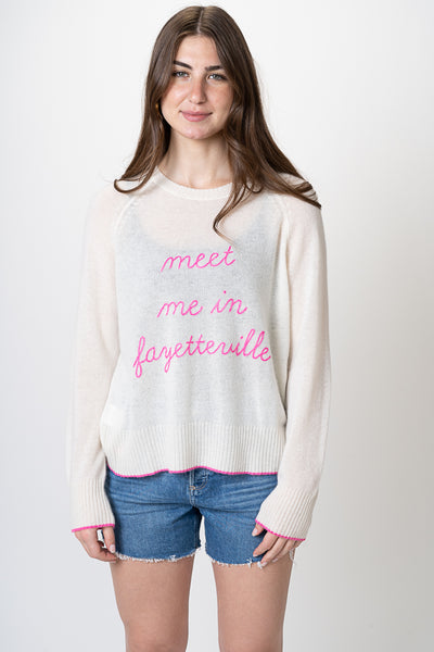 Meet Me in Fayetteville Sweater- Fuchsia/Cream