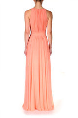 Pleated Gown- Coral