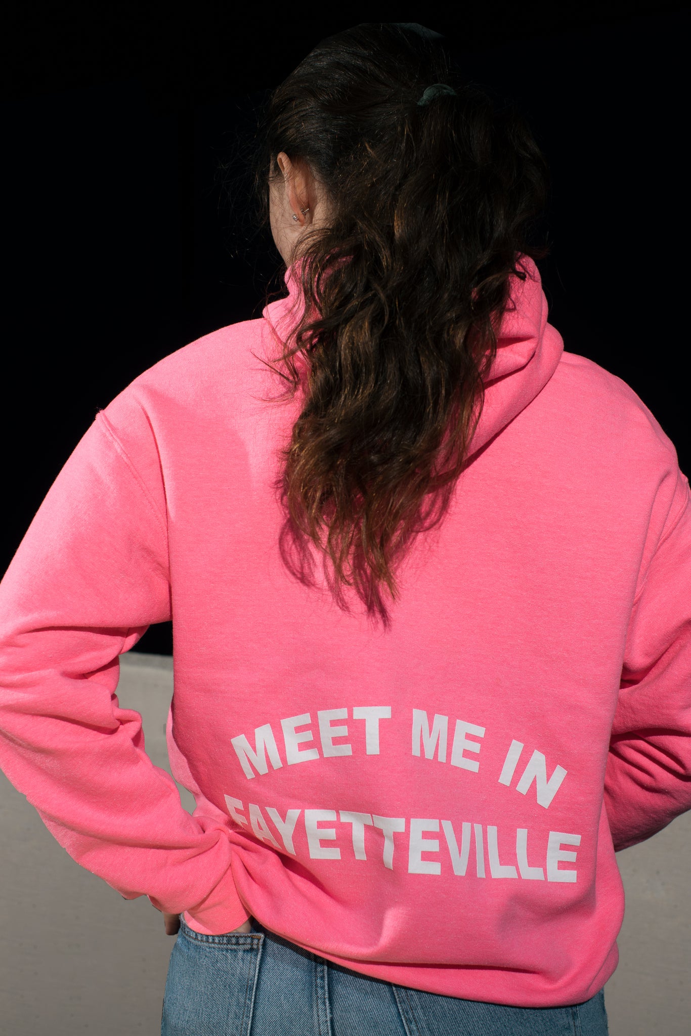 Meet Me In Fayetteville Hoodie- Hot Pink