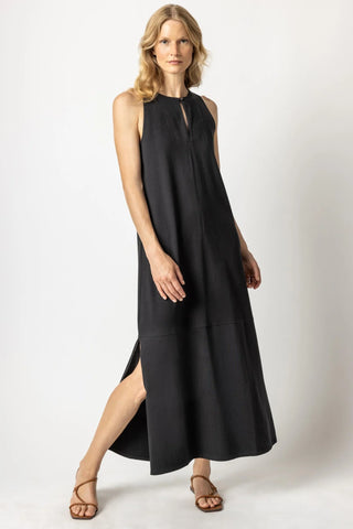 Lilla P Sleeveless Keyhole Maxi Dress- Black
