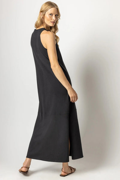 Lilla P Sleeveless Keyhole Maxi Dress- Black