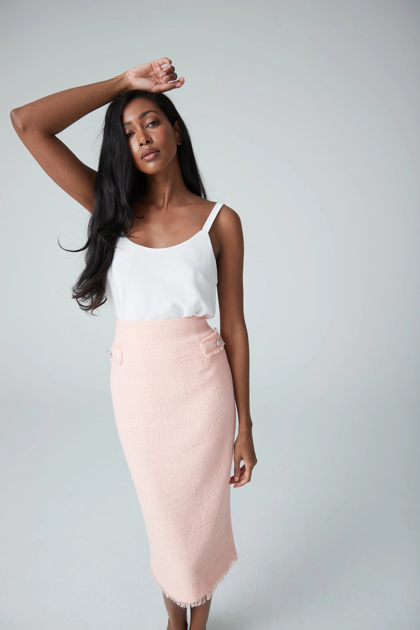 Pink midi pencil clearance skirt