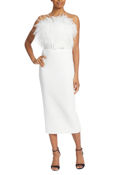 Strapless Feather Belted Pencil Dress