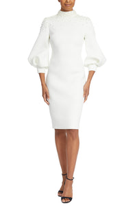 Mock Neck Pearl Cocktail Dress- Ivory – By Request